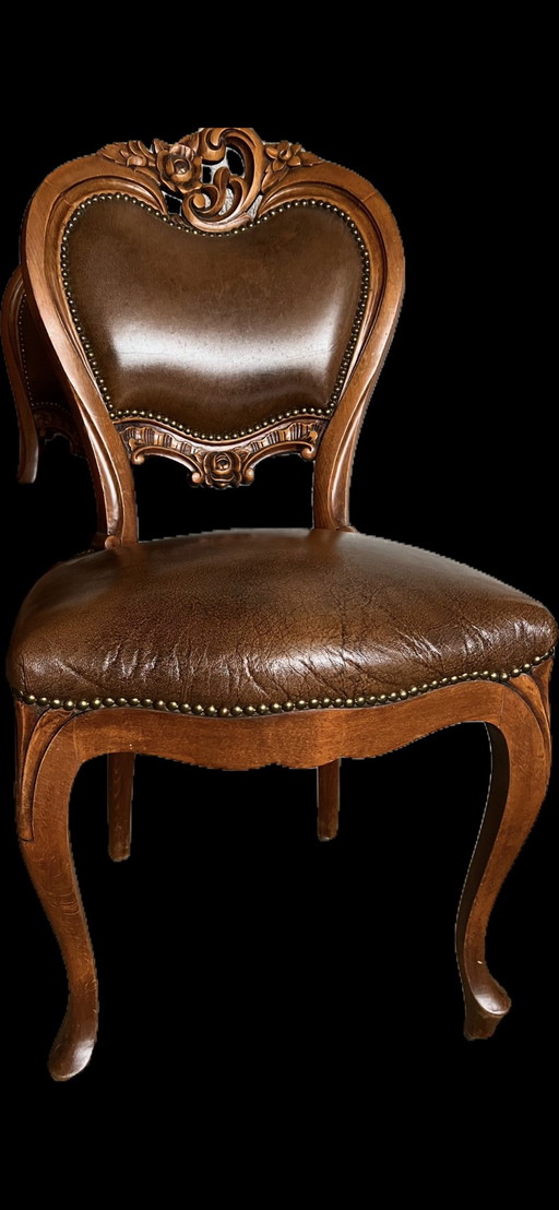 4 barok eetkamer stoelen leder