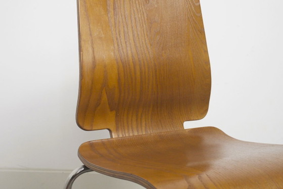 Image 1 of Chaises IKEA Gilbert en teck vintage, ensemble de 6 chaises de salle à manger empilables en contreplaqué de teck, style scandina
