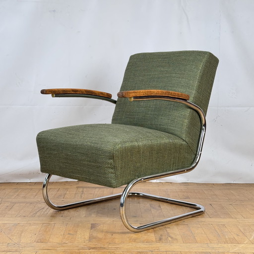 2x S411 Tubular Steel Armchairs by Willem Hendrik Gispen for Thonet 1930s