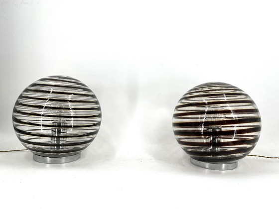 Image 1 of Pair of murano swirl glass table lamps, 1970s