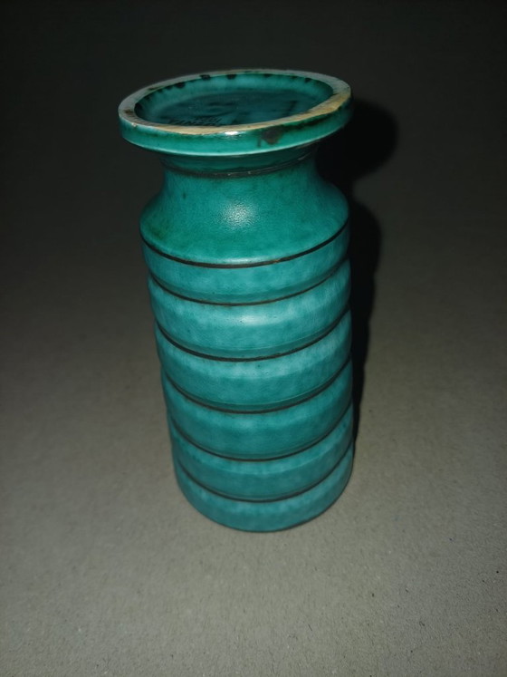 Wilhelm Kåge - Vase Art Déco Turquoise / Streamline "Argenta" Modèle 1026 - Gustavsberg Suède – Ceramic (photo 7 of 8)