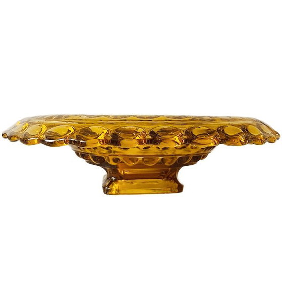 Image 1 of Antique amber glass fruit bowl by August Walther & Sons 1890s