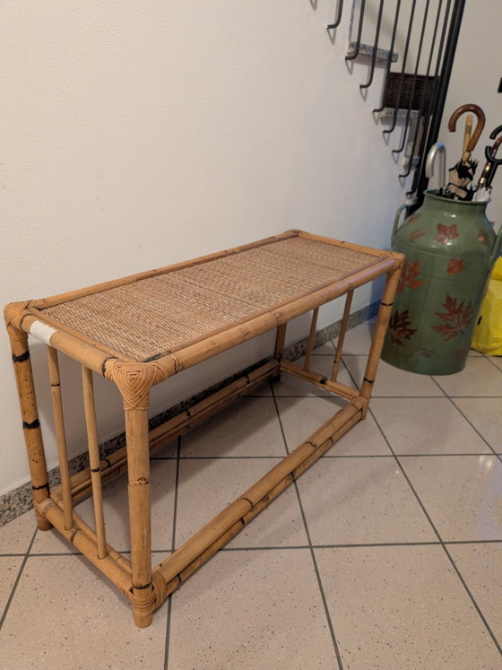Image 1 of Vintage bamboe bank/salontafel – boho-chic/mid-century stijl