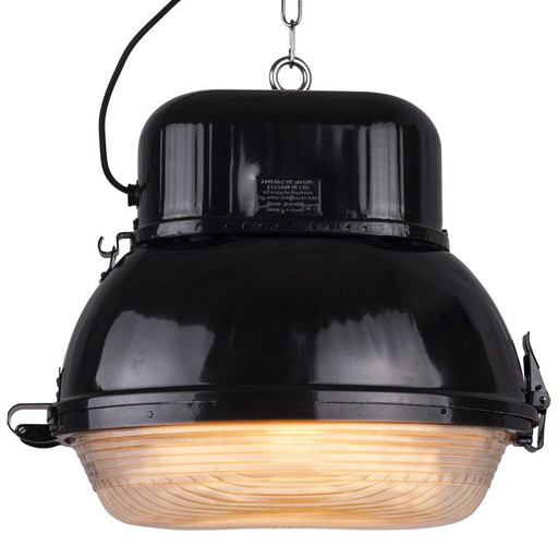 Vintage zwarte hanglamp van Mesko, Polen 1960
