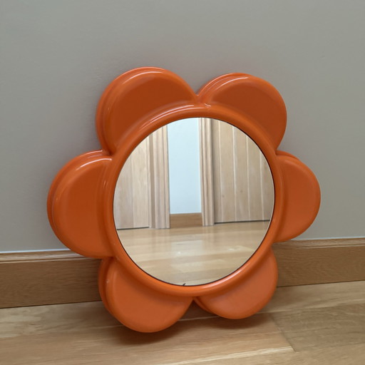 Miroir vintage à fleurs orange