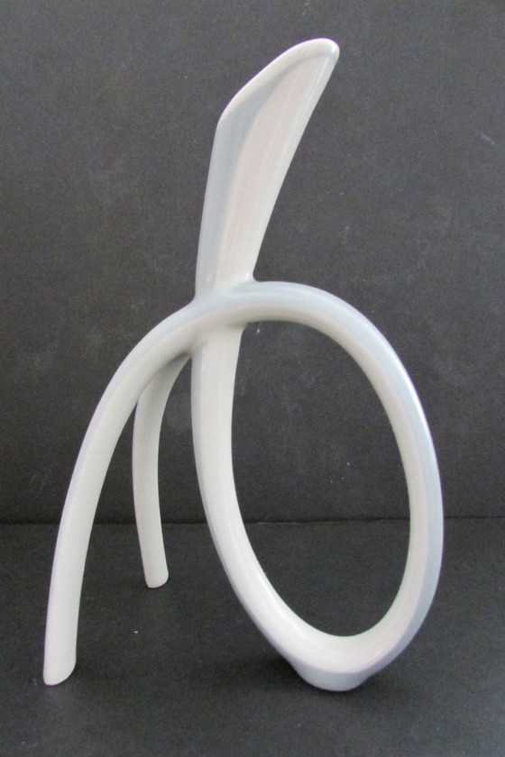 Sculpture en porcelaine Lindner, vase à anse, Objets déco, Blanc, Modern (photo 2 sur 7)