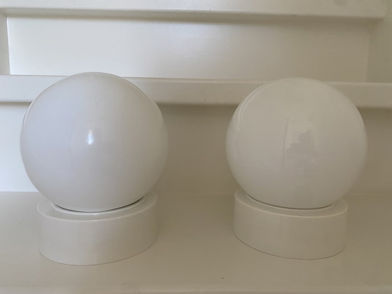 Image 1 of 2x Vintage Corodex Bollampen Plafondlamp Wandlamp – Jaren 60/70 – Mid Century