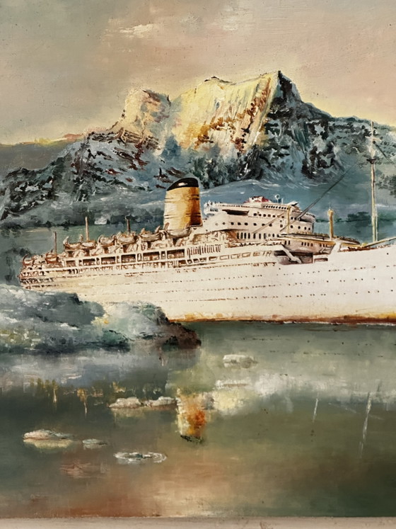 Oil on canvas by Calais painter Alain Chaussois (1950-2018), Arcadia ocean liner – Paintings & Drawings (photo 7 of 15)