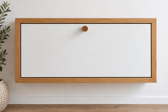 Woodman Brenta Wall Desk / Wall Secretary – Oak & White – Metal (photo 2 of 5)