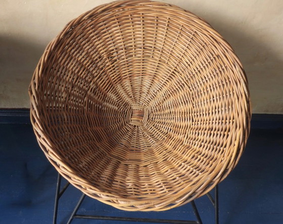 Image 1 of Pareja de sillas Pod de bambú y hierro de mediados de siglo, años 60