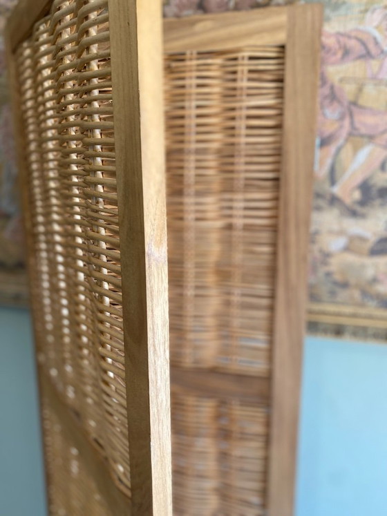 Woven Wicker 3-Panel Room Screen – Wood (photo 10 of 13)