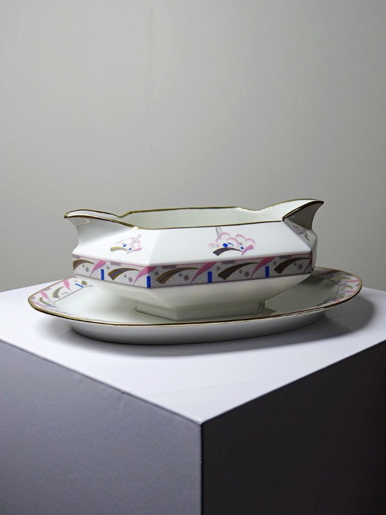 Art Deco Limoges Porcelain Sauce Boat Bernardaud B&Co Unique, Table accessories, White (photo 9 of 11)