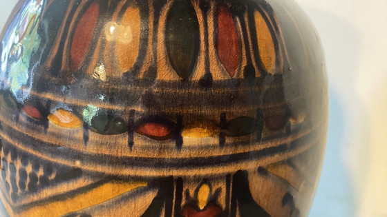 Image 1 of Large vintage Moroccan Safi vase – Hand-signed 'Ibna Idriss' (33 cm)