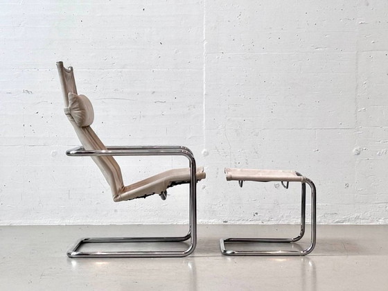 Fauteuil Cantilever Vintage Heinrich Pfalzberger avec Ottoman, Suisse – Leather (photo 6 of 16)
