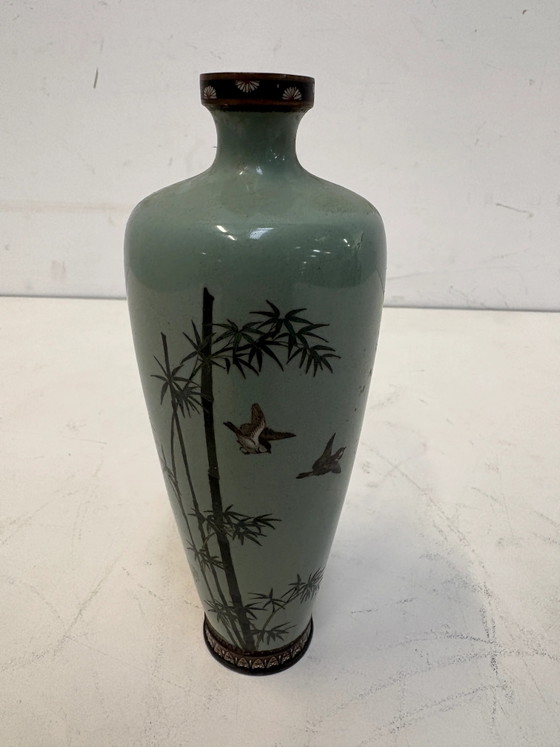 Jarrón Cloisonné Japonés – Período Meiji – Motivo de Pájaro – 19 cm – Jarrones (photo 3 of 9)