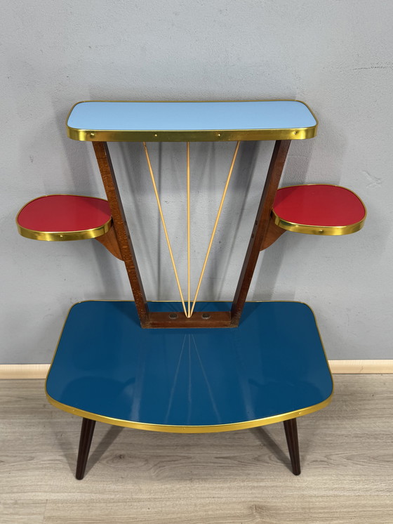 Image 1 of Vintage Formica Mid-Century Plantentafel met Space Age vibes