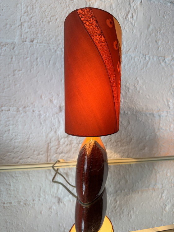 Image 1 of Handgemaakte lamp van keramiek en zijde uit de jaren 90