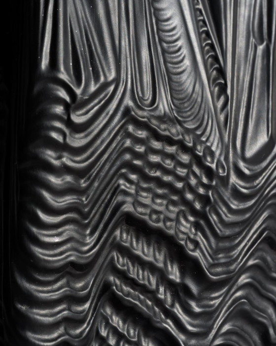 Image 1 of Martin Freyer Rosenthal Bisque Porcelaine Noire "Cascade" Vaas Brutalist Op-Art