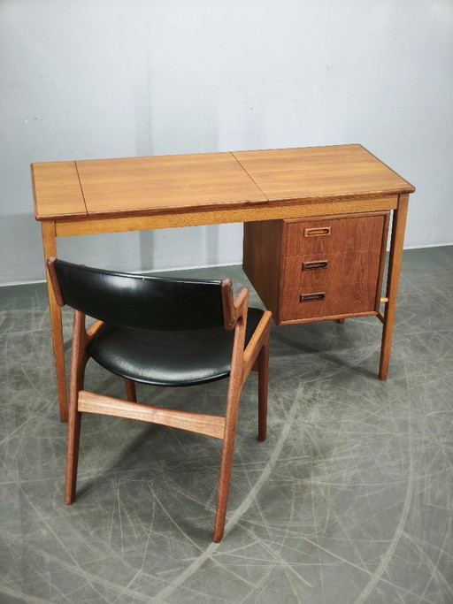 Sven Aage Madsen Teak Vanity Desk with Mirror, Denmark, 1960s