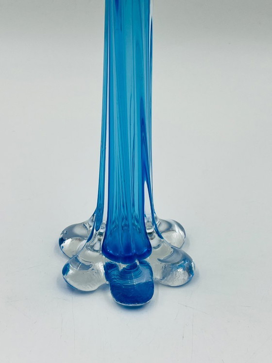 Image 1 of Vintage soliflore in blown blue glass, Murano style