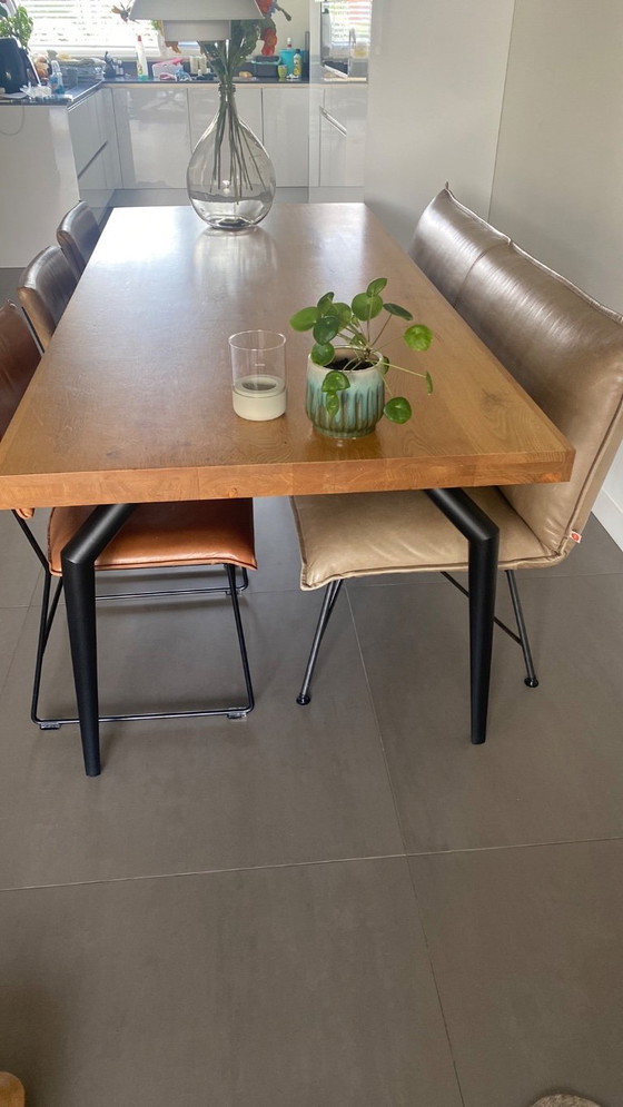 Image 1 of Oak table with Rialto black spider legs Enzo Luca 220 x 100