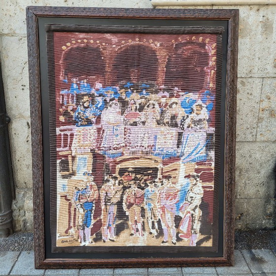 Image 1 of Arazzo con stampa "Tendido Taurino", Julián Grau Santos, XX secolo - Spagna