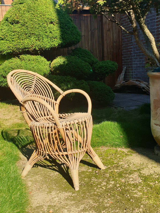 Image 1 of Sedia Rohé vintage in rattan, molto rara