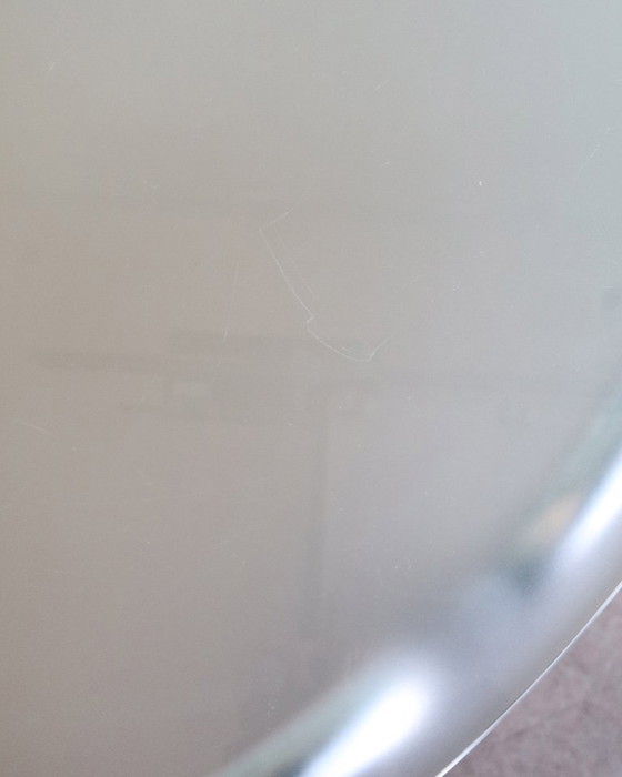 Image 1 of Vintage round tubular frame table frosted glass