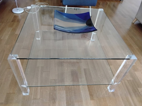 Tavolino da caffè BOR design in vetro e plexiglas, Tavolini da caffè, Trasparente, Modern (foto 4 di 5)