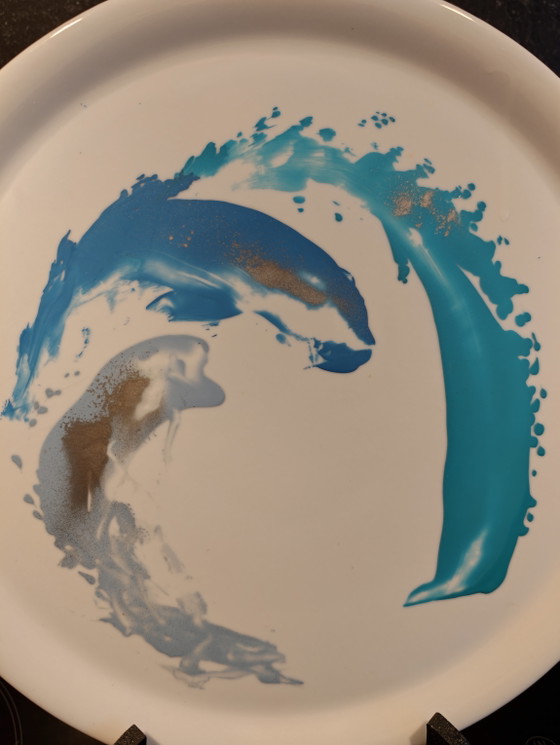 2 piatti decorati a mano con motivo Saturnia, 30,5 cm – Decorazioni murali, Porcelain (photo 6 of 7)