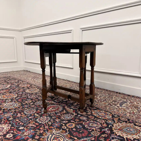 Antique English Drop-leaf Table, Wood, Klassiek (photo 4 of 9)