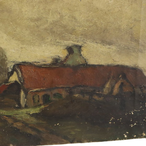 Charming Farm Landscape Painting Signed Wittouck 60x80cm – Paintings & Drawings, Canvas, Vintage (photo 8 of 15)