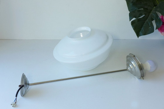 Image 1 of Vintage Art Deco Bauhaus pendant lamp, 1930s/40s light, glass