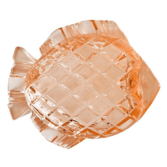 Image 1 of Cendrier/boîte à bijoux en verre rose style milieu du siècle, en forme de poisson, Rosaline, années 1970