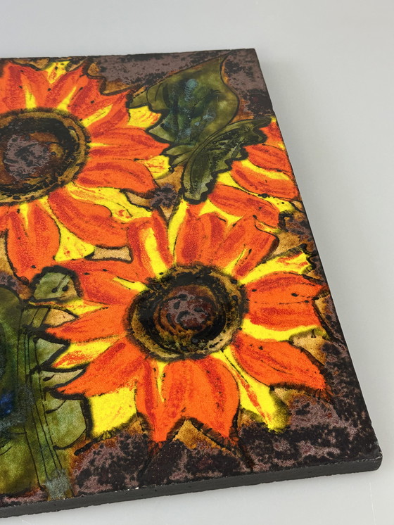 Image 1 of 60s 70s mural pared placa cerámica Ruscha pintado a mano número 769 diseño