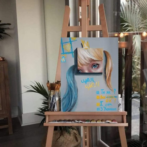 Original Acrylic Painting Contemporary Art Everything Is Ok And I Kiss You – schilderijen tekeningen, Canvas (photo 2 of 7)