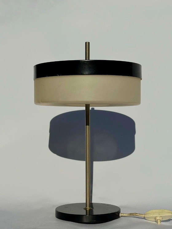 Lampada da tavolo Kamenický Šenov con paralume cilindrico, Cecoslovacchia, anni '70, Lampade da tavolo, Vetro (foto 2 di 5)