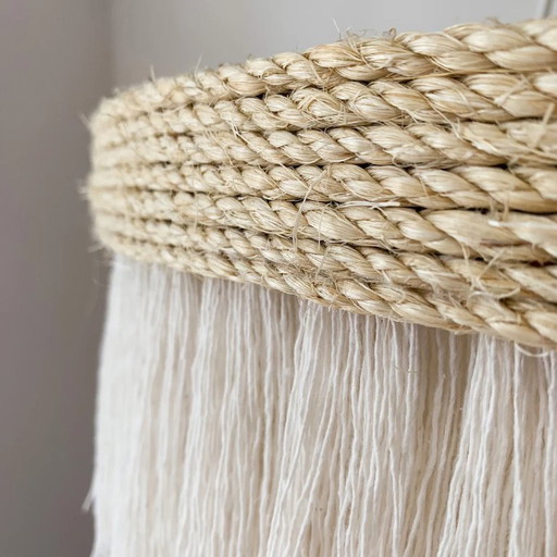 Lampe pendante à franges naturelles, lustre de plafond Boho