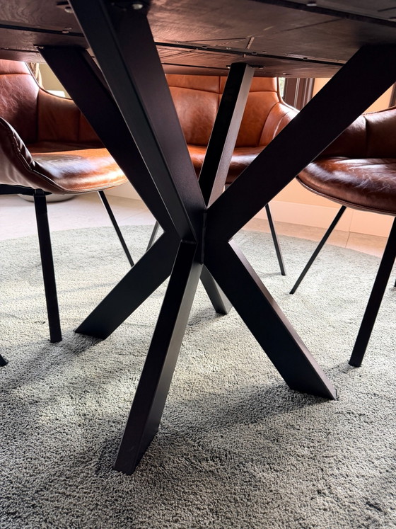 Round oak dining table 150cm Table du Sud, Metal, Wood, Black (photo 5 of 5)