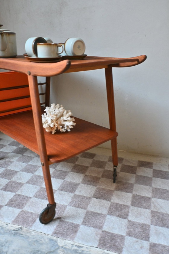 Image 1 of Vintage Teak Barcart Met Tijdschriftvak