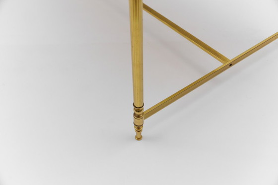 Image 1 of Tavolino da caffè quadrato in vetro dorato e fumé in stile Chiavari, anni '70