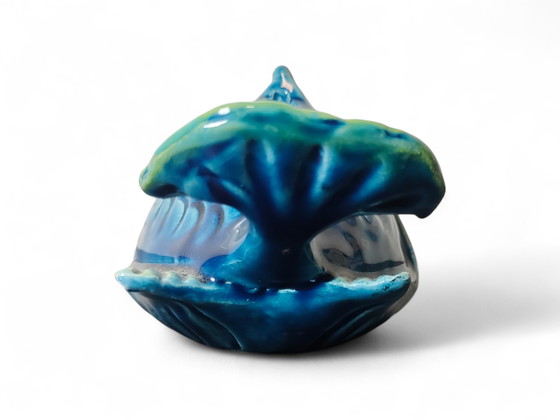Image 1 of Tirelire Bitossi Rimini Blu Fish – Céramique italienne du milieu du XXe siècle par Aldo Londi