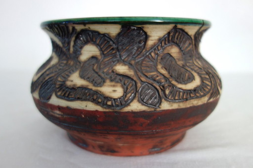 Vintage Visby glazed earthenware pot, Sweden