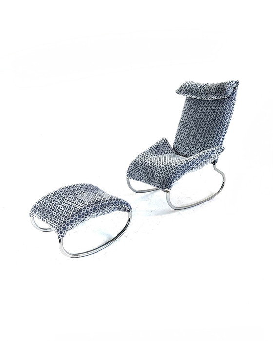 Image 1 of Vintage design rocking chair + ottoman '80