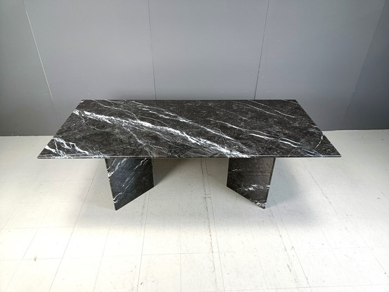 Image 1 of Vintage Black Marble Dining Table, 1970S 