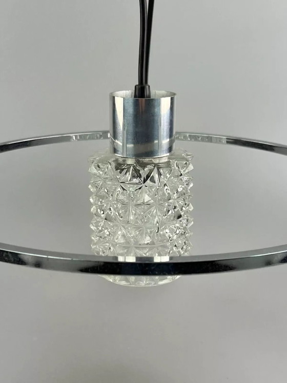 Image 1 of 60s 70s lamp plafondlamp kroonluchter glas chroom space age