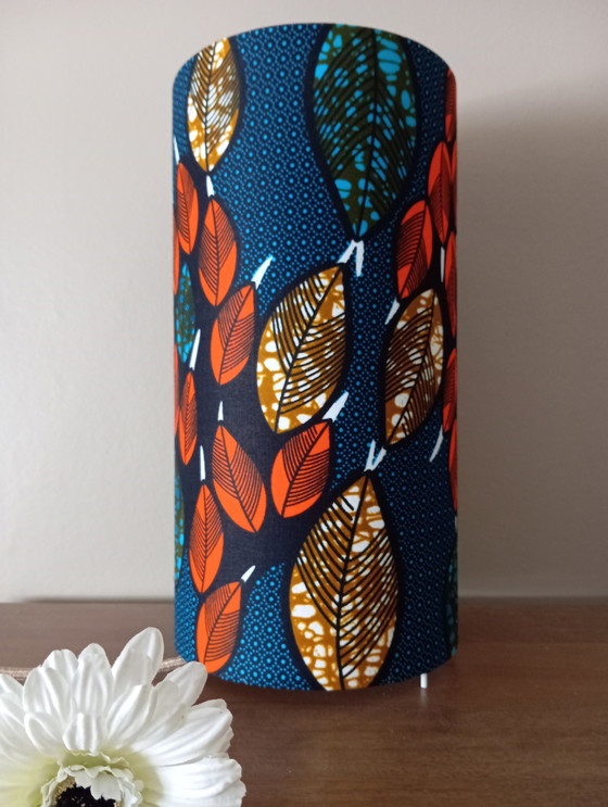 Image 1 of Lampenschirm aus farbigem Wax-Stoff, einzigartige Kreation