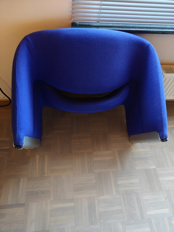 Artifort F598 Groovy Fauteuil Blauw In Perfecte Staat. Pierre Paulin. – Aluminium, Textile (photo 5 of 7)