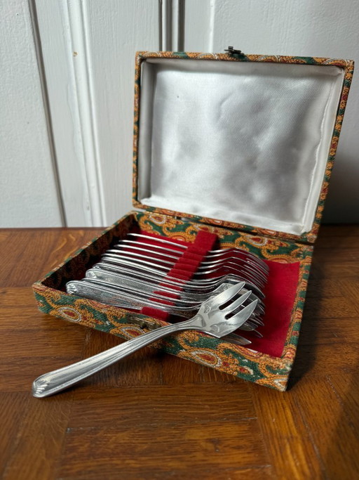 Set aus 12 Degrenne-Silbergabeln