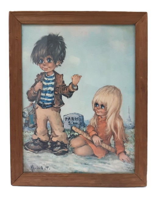 Vintage  art print "Big Eye Art" or "Poulbot" 